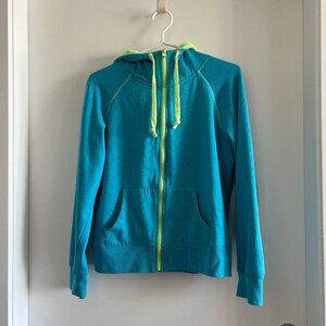 (2for$10) Urban Planet SWS Blue Zip-Up Hoodie with Neon Green Yellow Accent